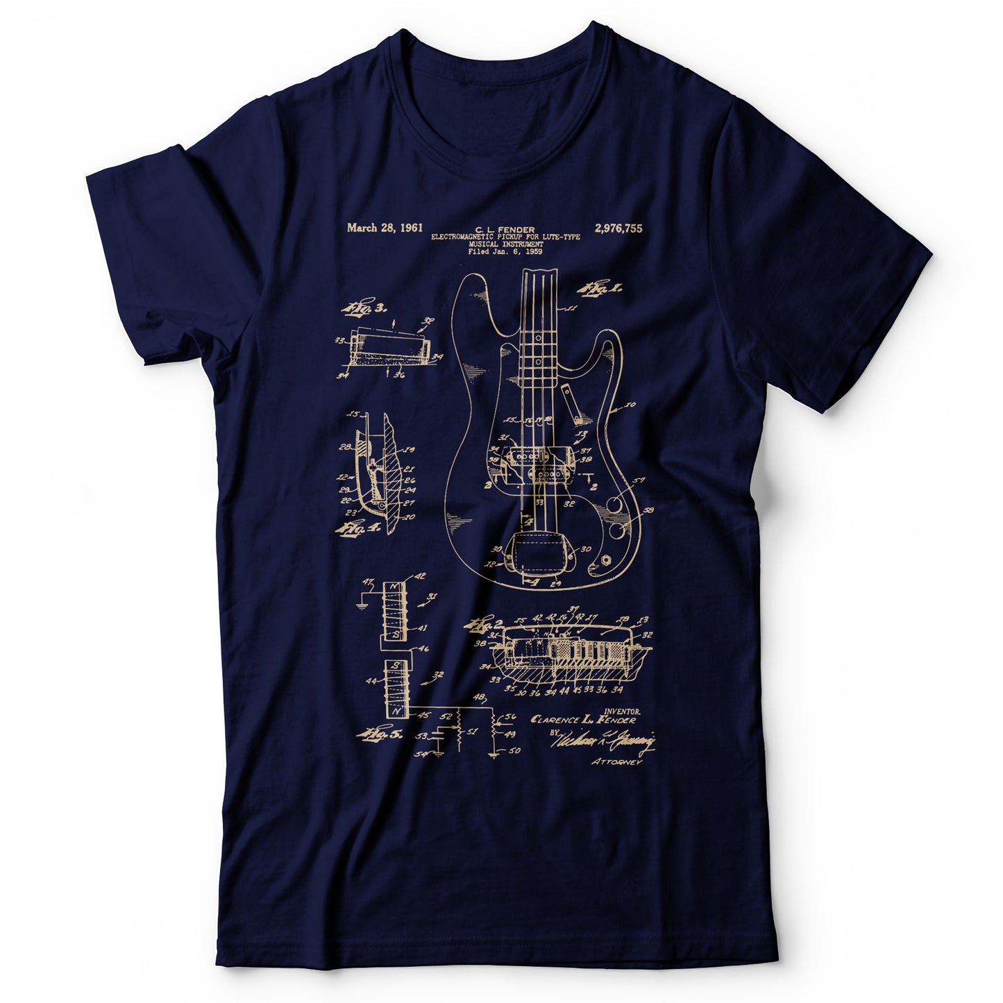 Bass Guitar Patent - Men's T-Shirt Navy Blue