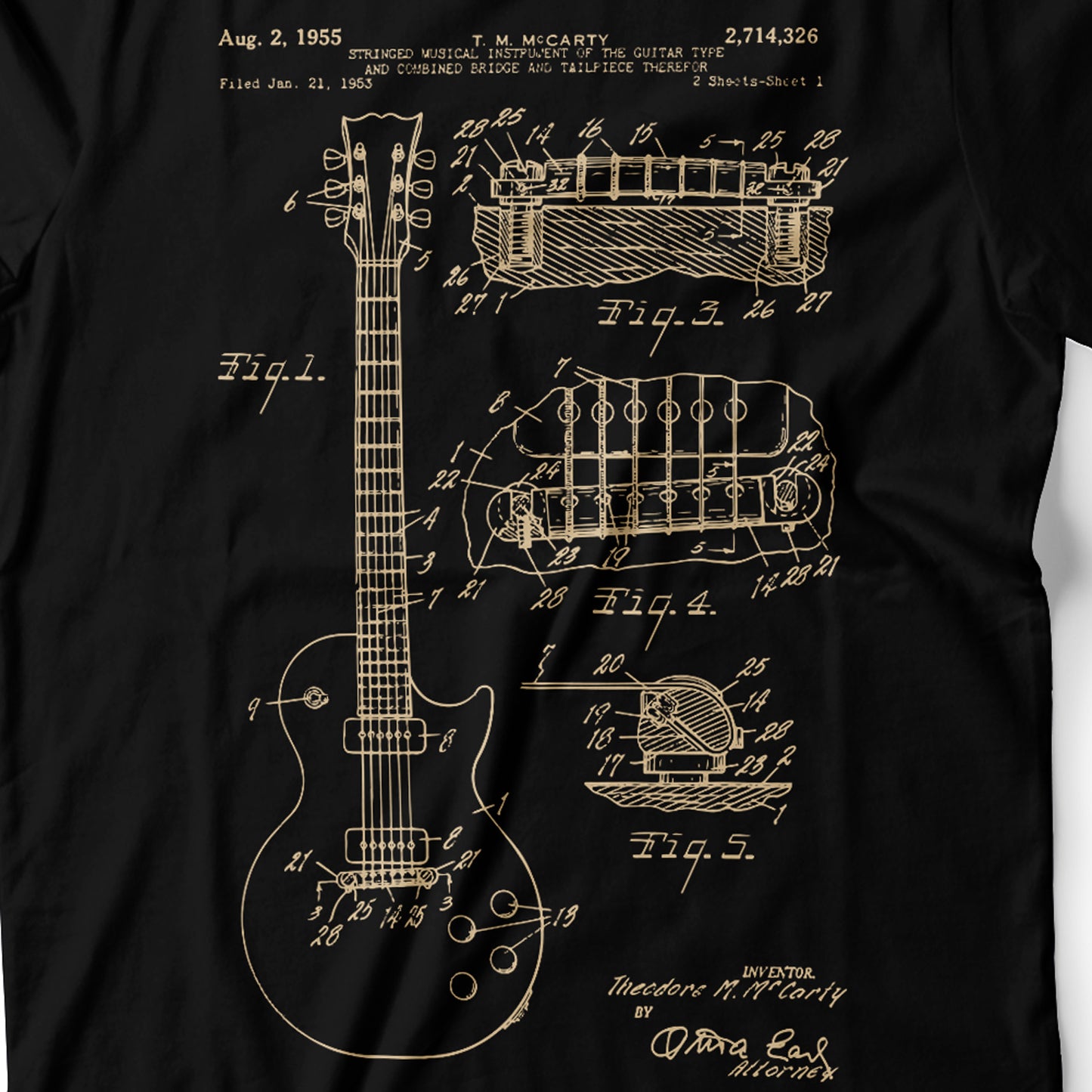 Guitar Patent Gibson - Men's T-Shirt Detail