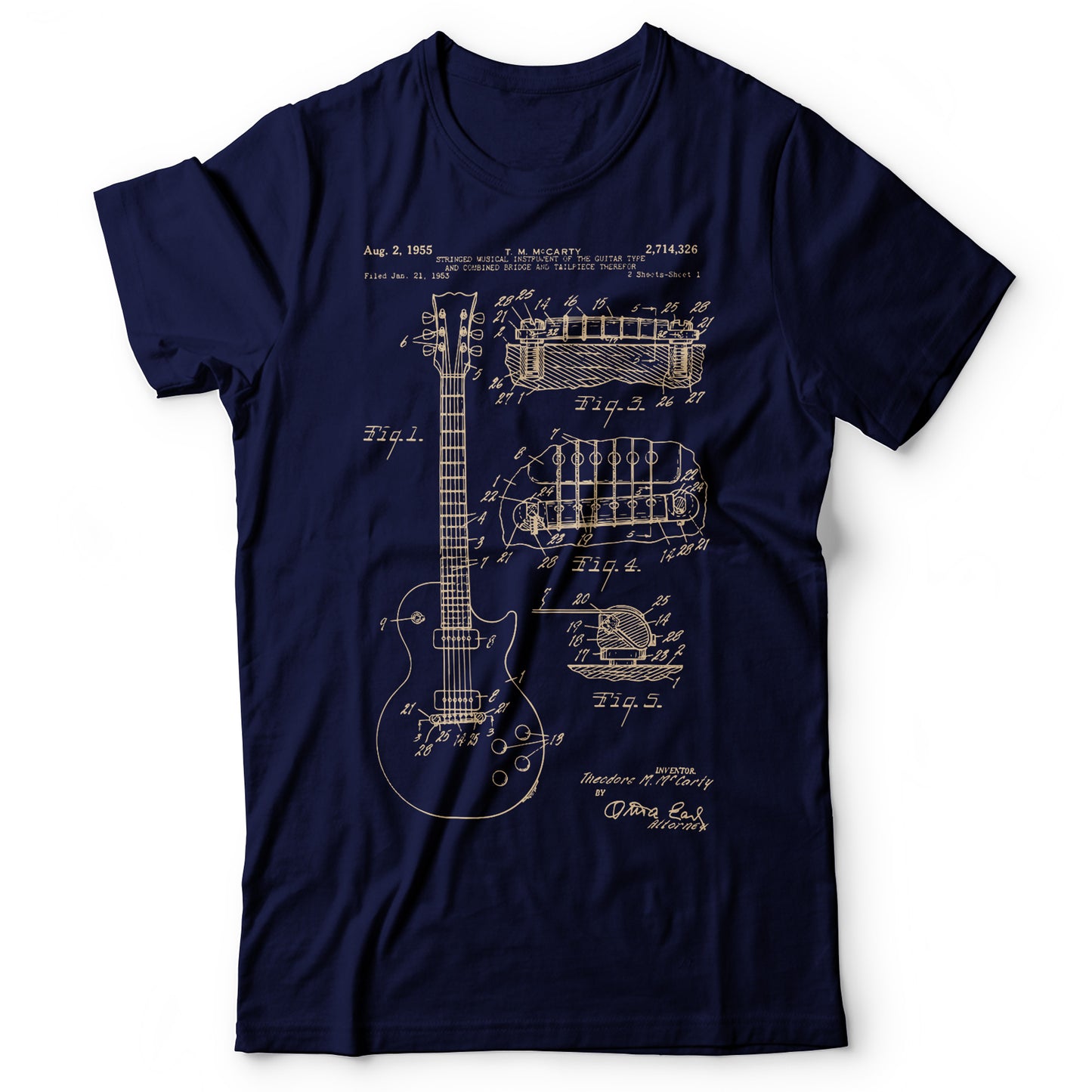 Guitar Patent Gibson - Men's T-Shirt Navy Blue